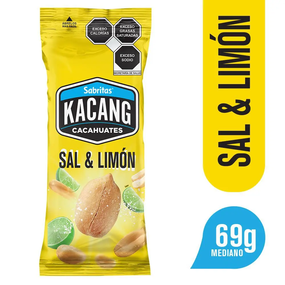 Cacahuate con sal y limon, kacang, 64 gramos