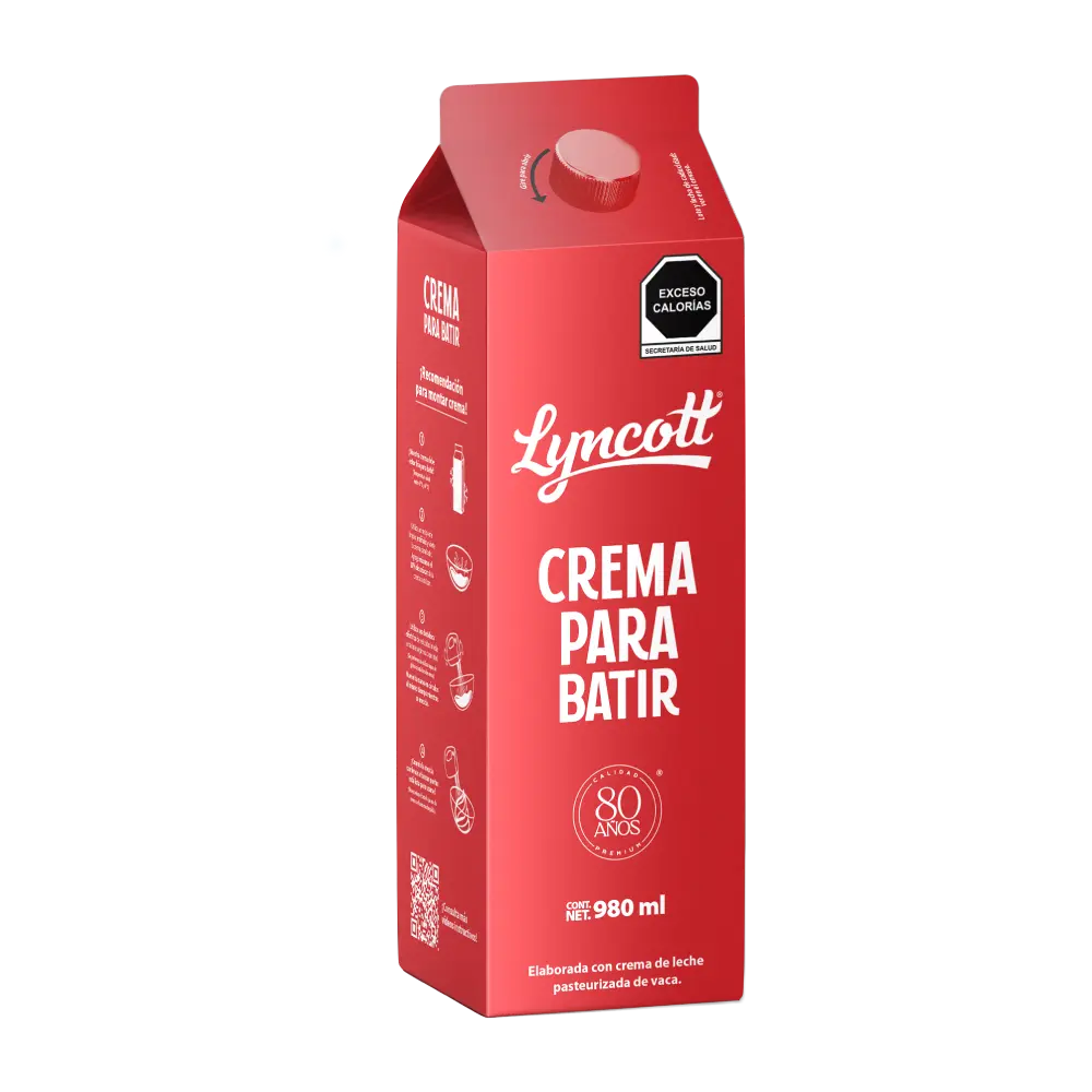 Crema para batir lyncott 980 mililitros, pieza