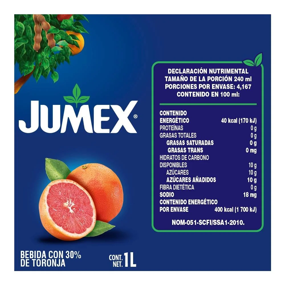 Jugo de toronja, jumex, 960 ml, litro