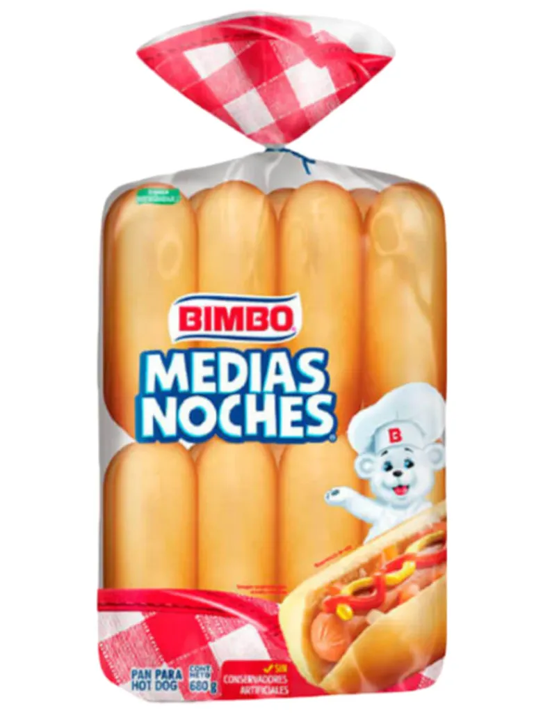 [794B] Pan medias noches (hot dog), bimbo, 16pzas, paquete