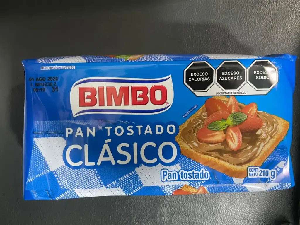 [804] Pan tostado azul 210 gr, bimbo, pieza