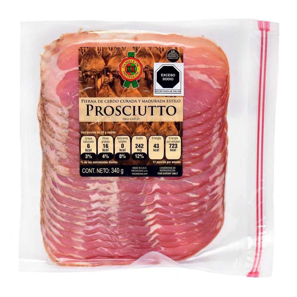 Jamón rebanado 340 g, prosciutto daniele,  pieza