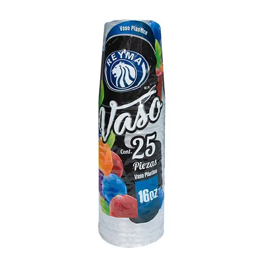 Vasos plastico #16 simple de 25 pz, reyma, paquete