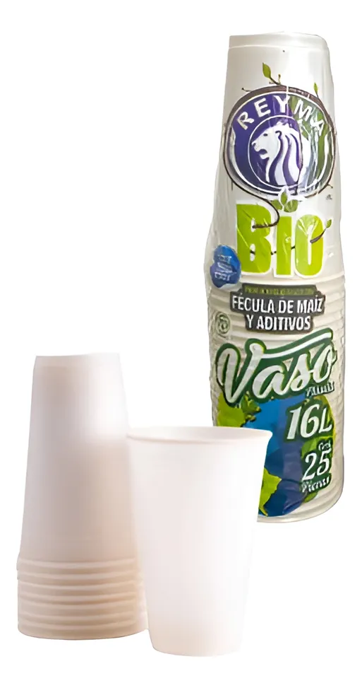 Vaso biodegradable 16 onzas, 25 piezas, paquete