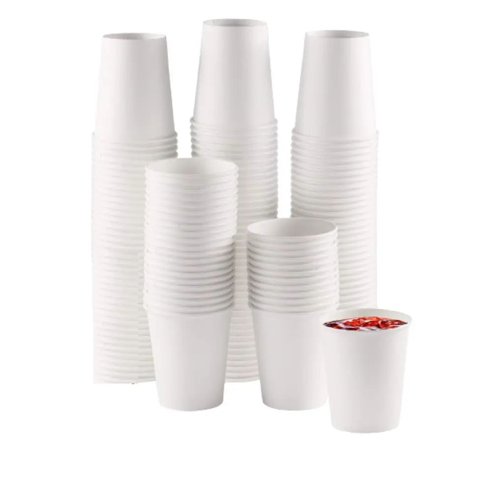 Vaso encerado blanco 8 oz, 50 piezas, paquete