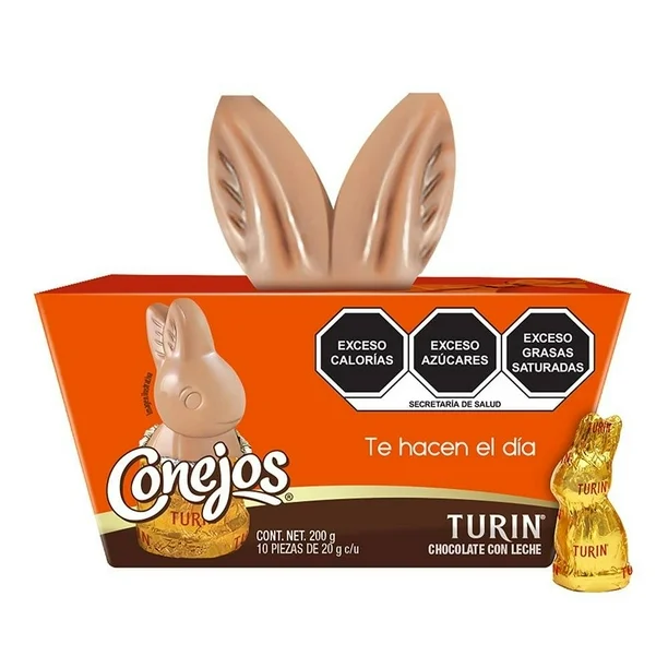 Chocolate conejito, turin 200gr, 10 piezas, bote