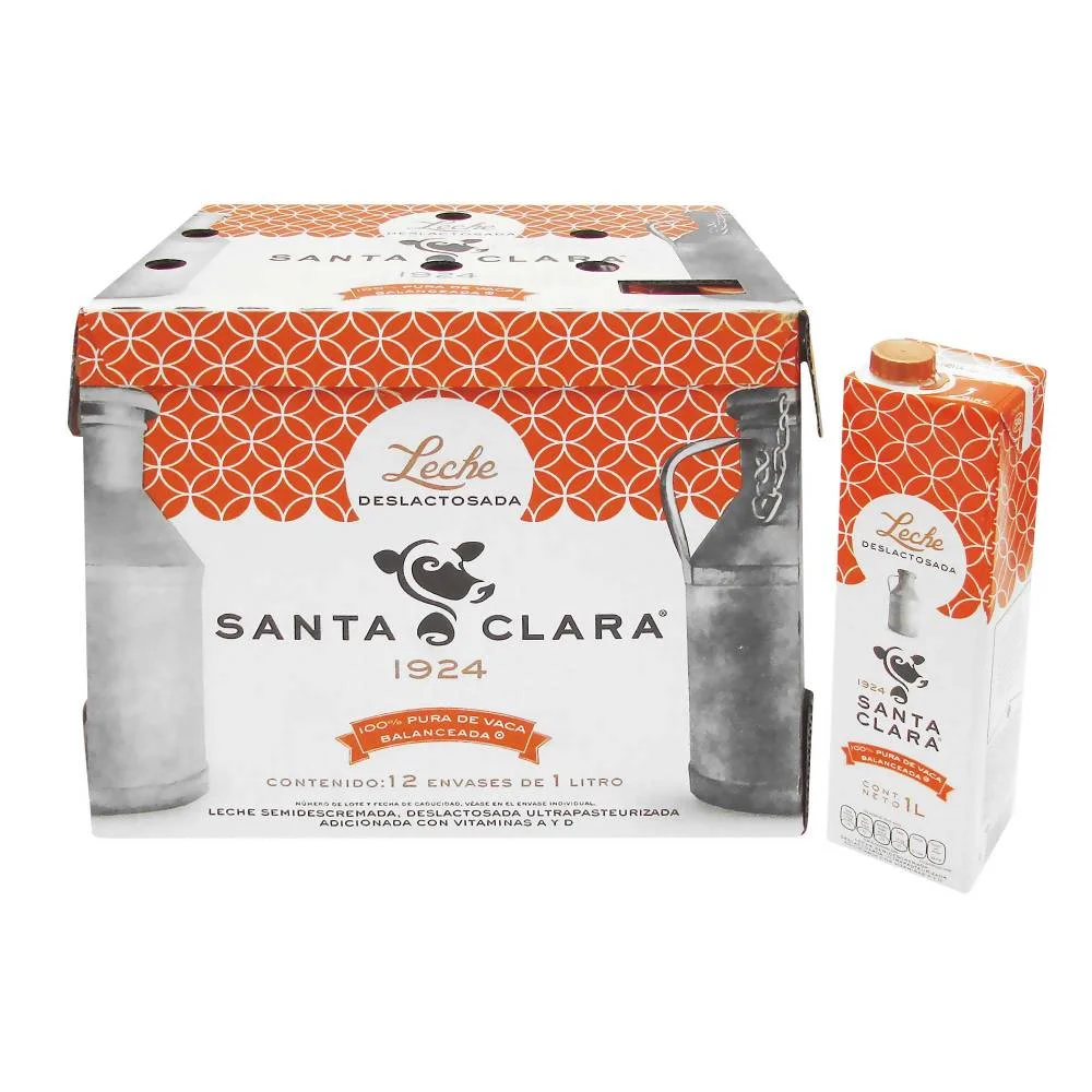 Leche deslactosada de litro 12 pz , santa clara, caja