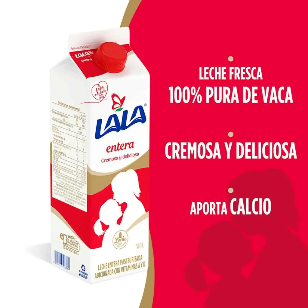 Leche entera lala, litro