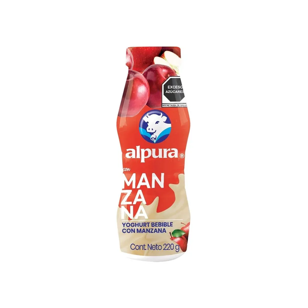 Yogurt bebible de manzana 220gr, alpura, pieza