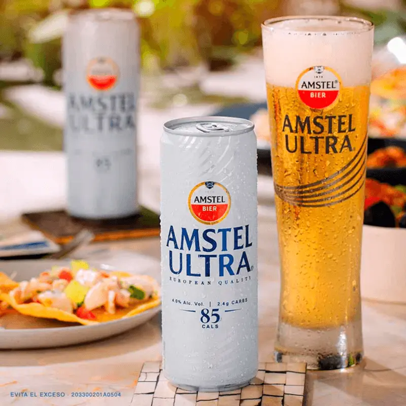 Cerveza amstel de 355 ml de lata, ultra, pieza