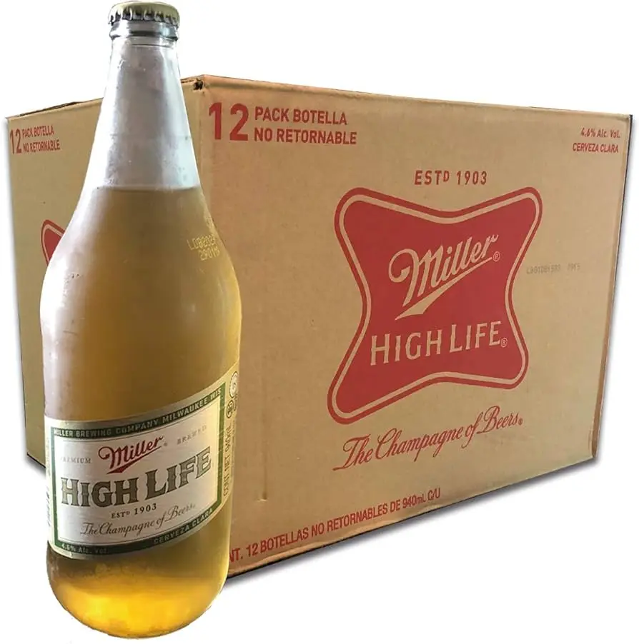 Cerveza caguama de 940 ml, miller, carton