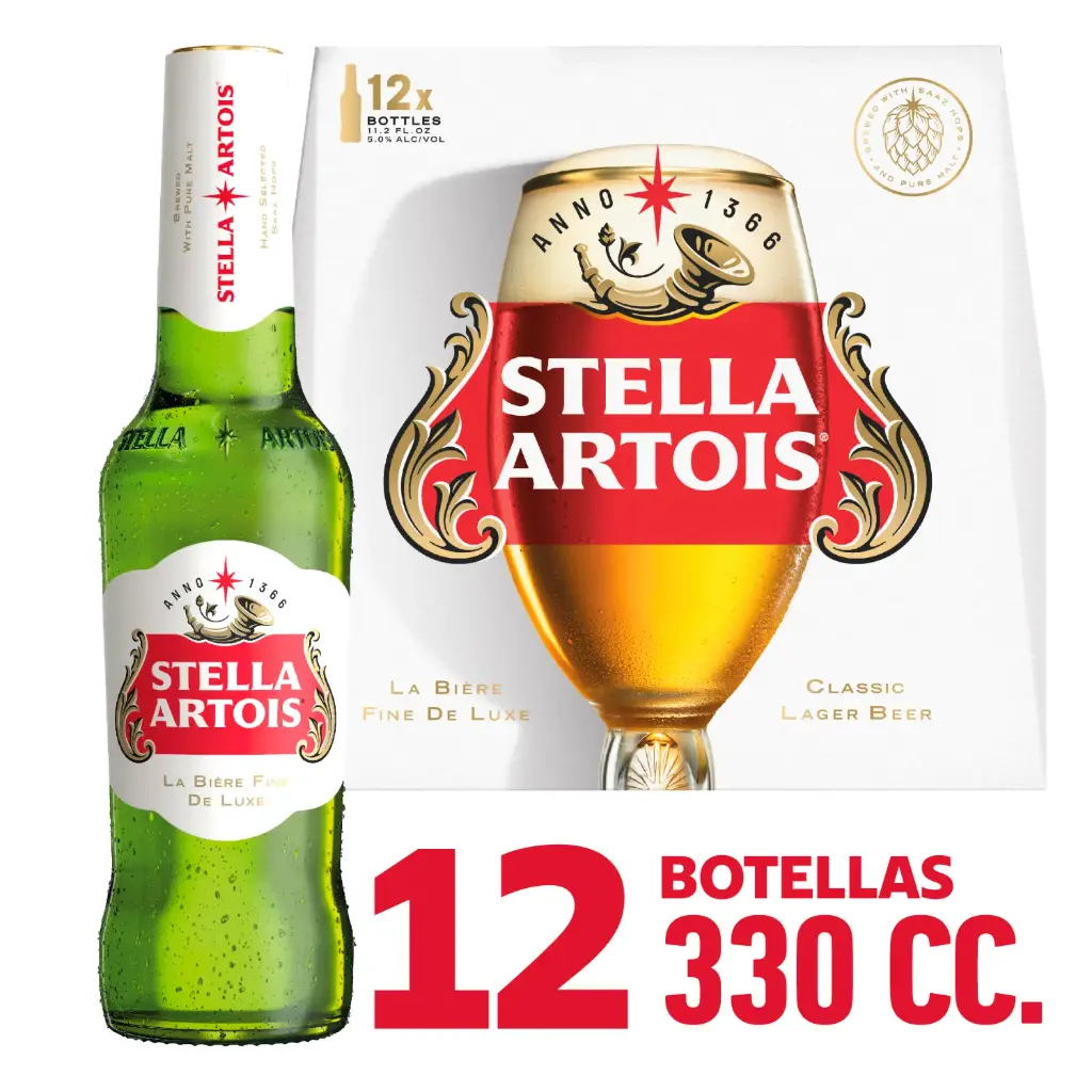 Cerveza estrella artois, 330 ml, 12 unidades