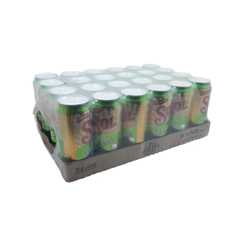 Cerveza chelada de 437 ml 24 pz, sol, charola