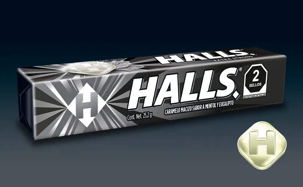 Caramelo mentolado negro, halls, pieza