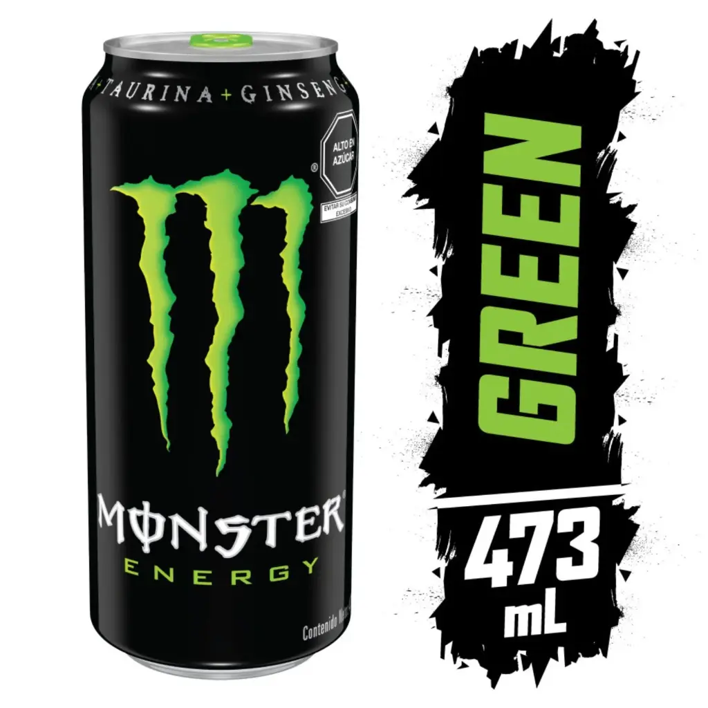 Bebida energetica verde de 473 ml, monster, pieza