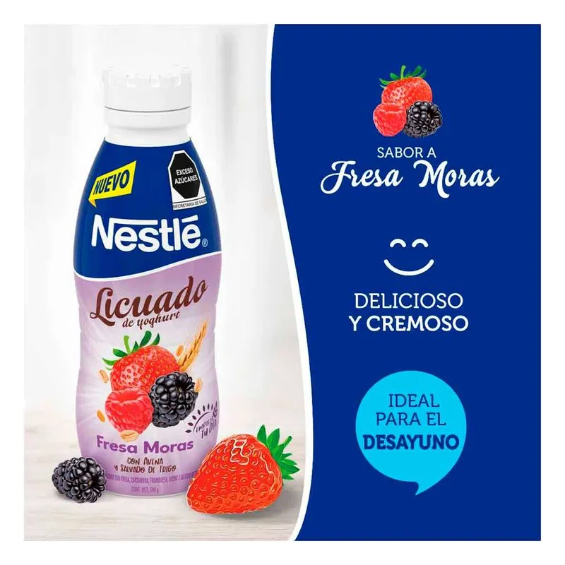 licuado con yogurt sabor fresa moras 500 gr, nestle,pz