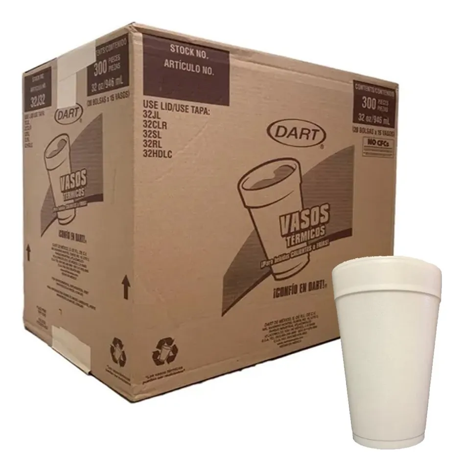 Vaso de litro, unicel, 300 pz, caja