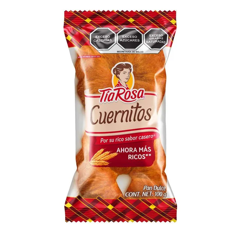 Pan dulce cuernitos 200 grs, tia rosa, pz