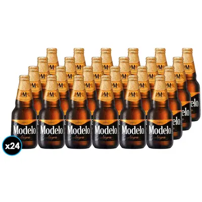 Cerveza negra modelo lata 355ml 24 pz, charola